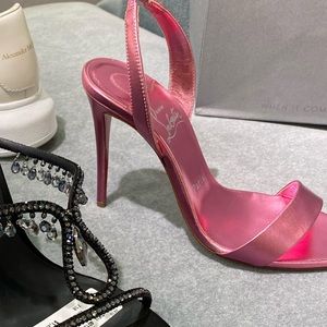 Metallic Pink Strap Heels